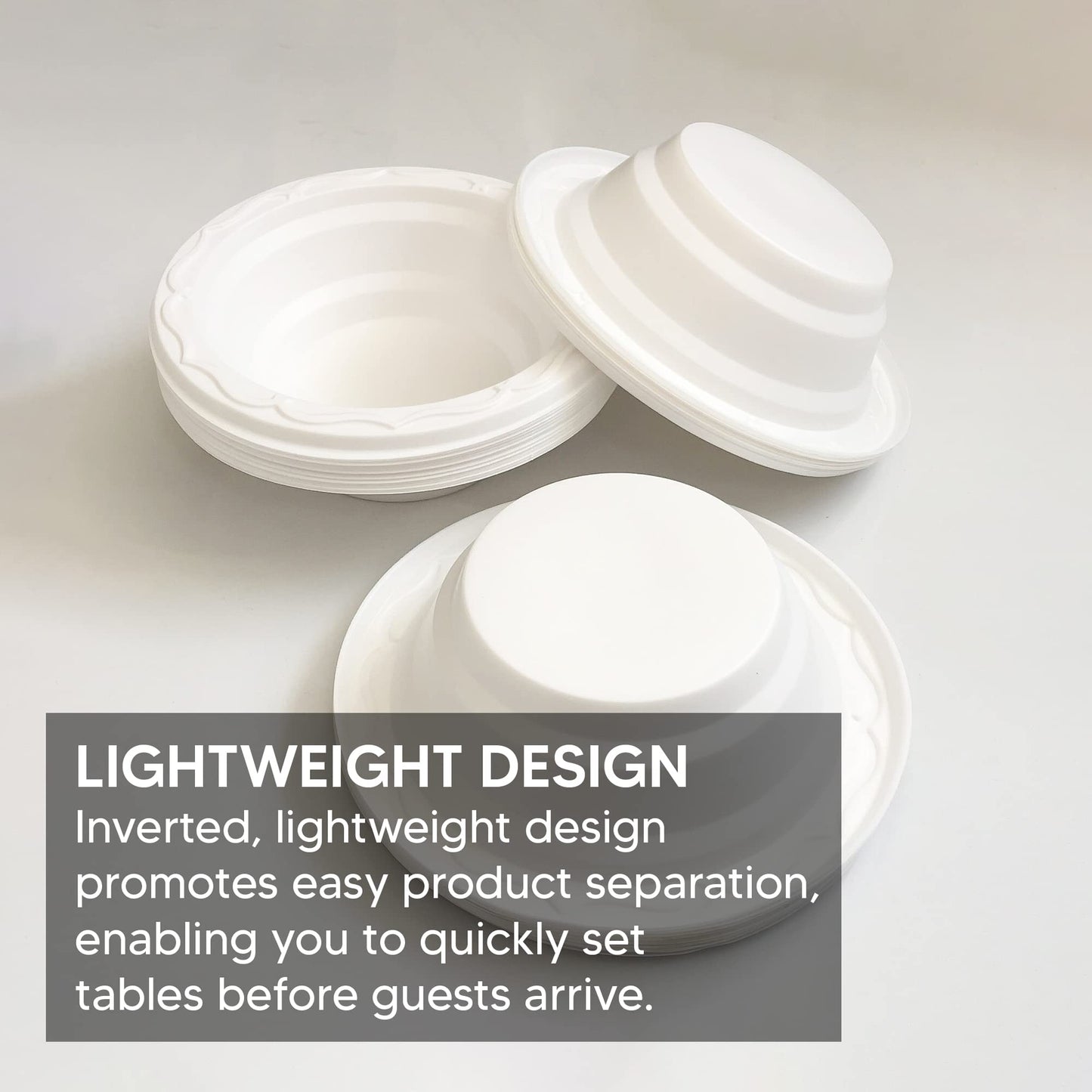 Venuscello® 500 x Disposable Plastic Dessert Bowl 12 oz Composable Perfect for Soup Salad Ideal for Wedding, Birthday Party and Catering