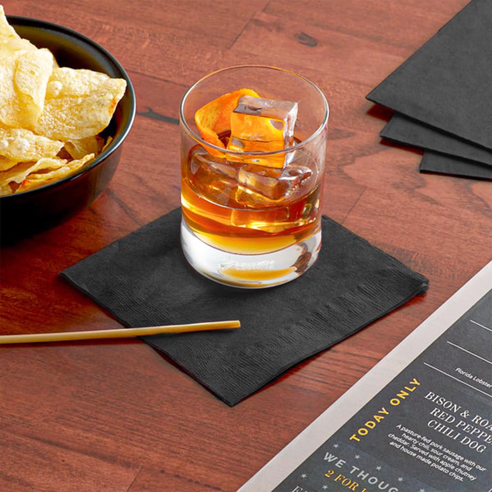 Venuscello® 200 x Serviettes Paper Napkins Black Disposable Recyclable Tissue 3-Ply 40cm for Catering Wedding Birthday Parties