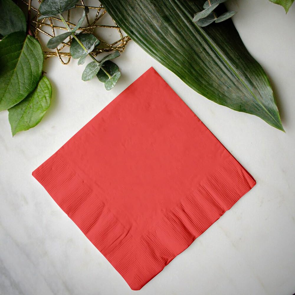 Venuscello® 12000 x Cocktail Serviettes Tissue Paper Napkins 2ply Red Disposable & Recyclable for Wedding, Birthday Party - 23cm x 23cm