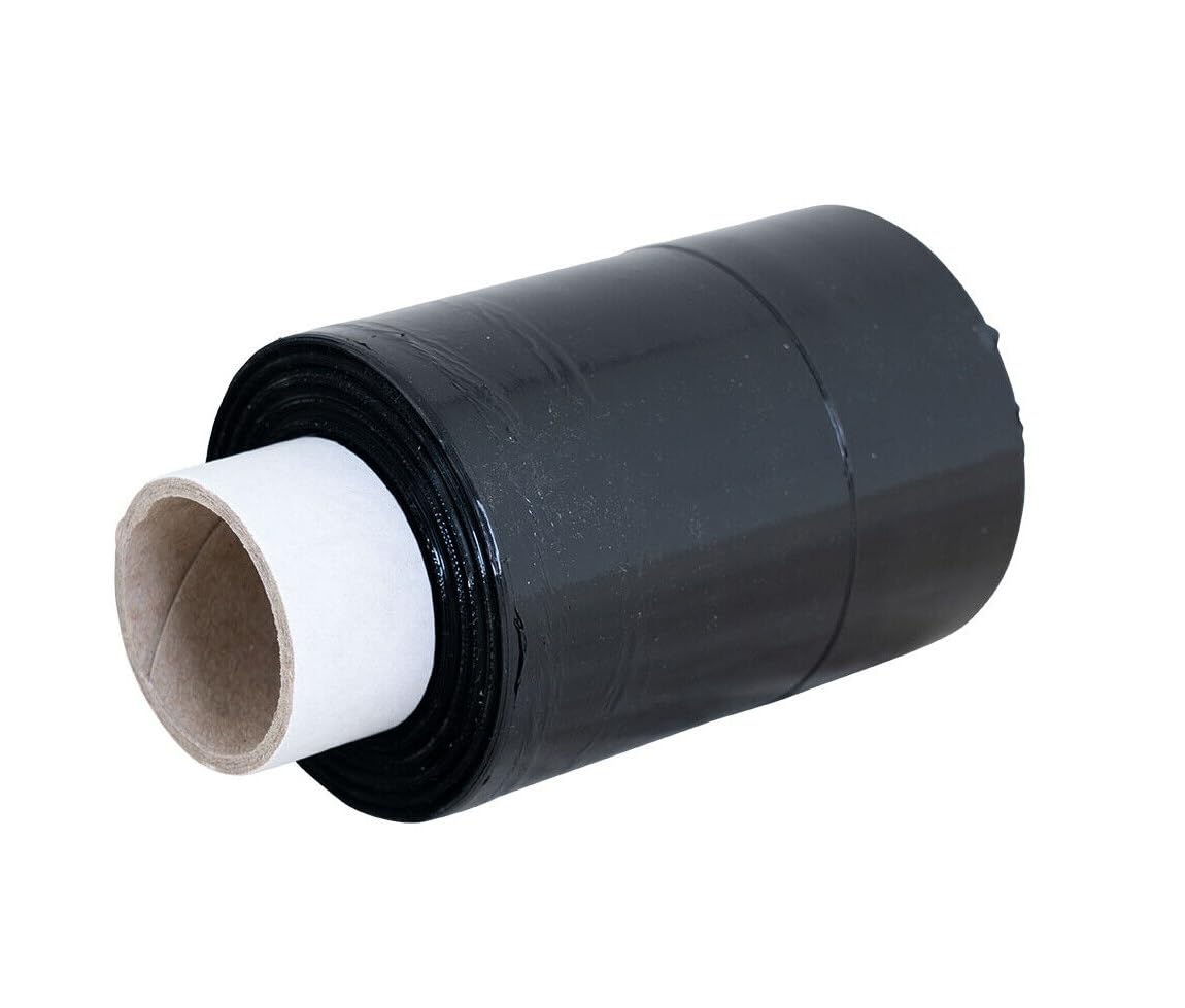 Venuscello® 12 x Pallet Wrap Stretch Shrink Cling Film Black Handy Rolls, Water Proof & Tear Resistant for Secure Packaging, House Moving - 100mm x 150m 17 mu