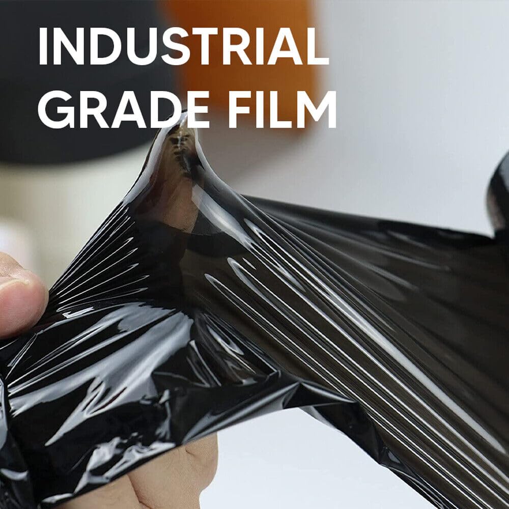 Venuscello® 12 x Pallet Wrap Stretch Shrink Cling Film Black Handy Rolls, Water Proof & Tear Resistant for Secure Packaging, House Moving - 100mm x 150m 17 mu