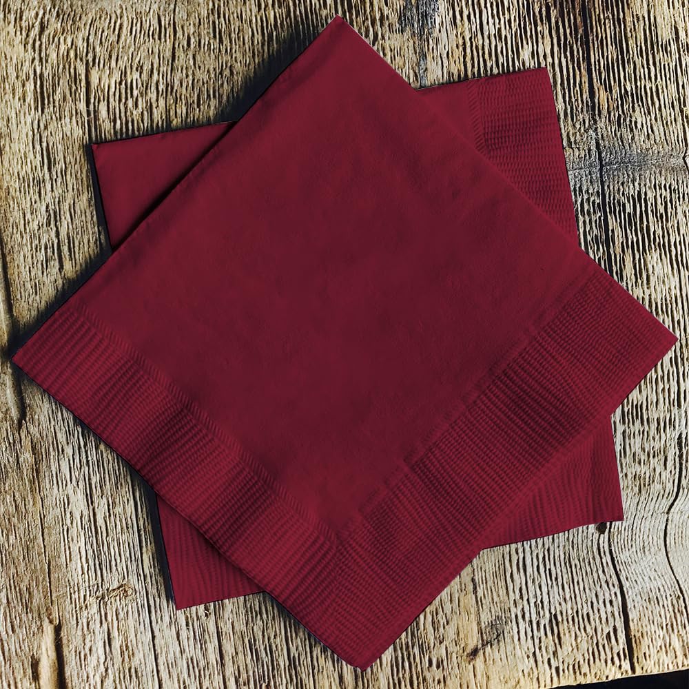 Venuscello® 4000 x Cocktail Serviettes Tissue Paper Napkins 2ply Burgundy Disposable & Recyclable for Wedding, Birthday Party - 23cm x 23cm