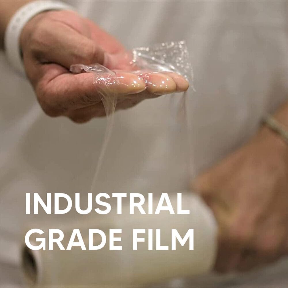 Venuscello® 12 x Pallet Wrap Stretch Shrink Wrap Clear Extended Handy Rolls, Water Proof & Tear Resistant for Secure Packaging, House Moving - 100mm x 150m 17Mu