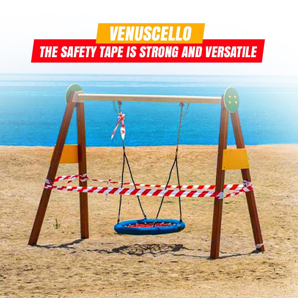 Venuscello® - Pack of 6 Red and White Floor Marking Tape - 48mm x 33m - High Visibility, Durable Adhesive, Safety Tape for Hazardous Areas, Aisles, and Traffic Control