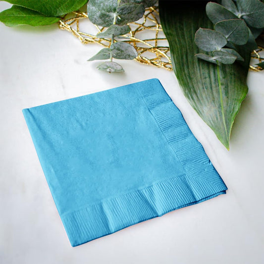 Venuscello® 100 x Serviettes Tissue Paper Napkins Baby Blue Disposable Recyclable 2-Ply 33cm for Catering Wedding Birthday Parties Dinner Lunch