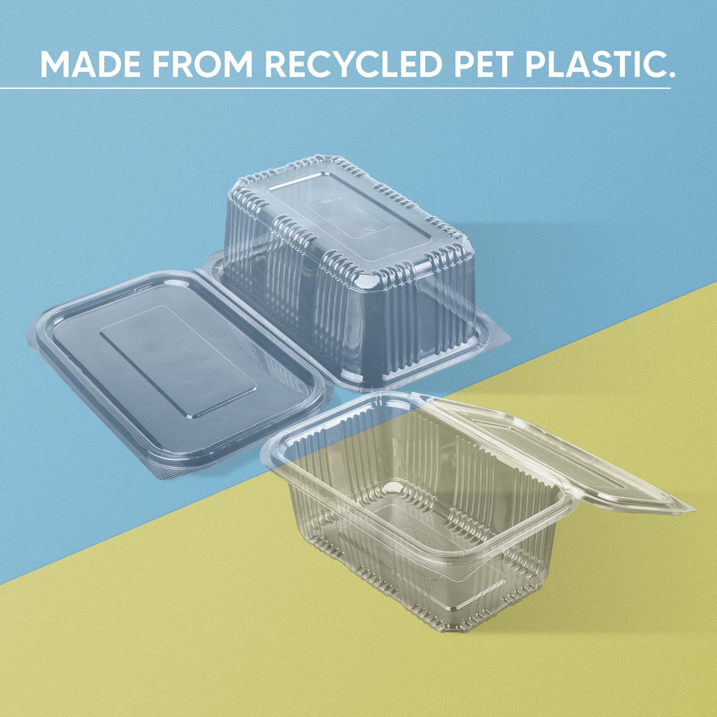 Venuscello® 100 x Clear Plastic Salad Containers Hinged Lid 750cc Food Takeaway Storage Container Reusable Washable Stackable Leakproof Lid for Freezing Food Long Term