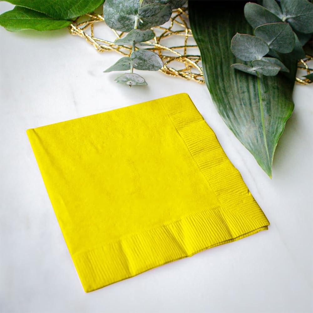 Venuscello 100 Pack Dark Yellow Paper Napkins 2-Ply Disposable Table Napkins - Soft and Strong Paper Serviettes for All Occasions - Everyday Tissues for Cleaning Spills & Wiping Surfaces