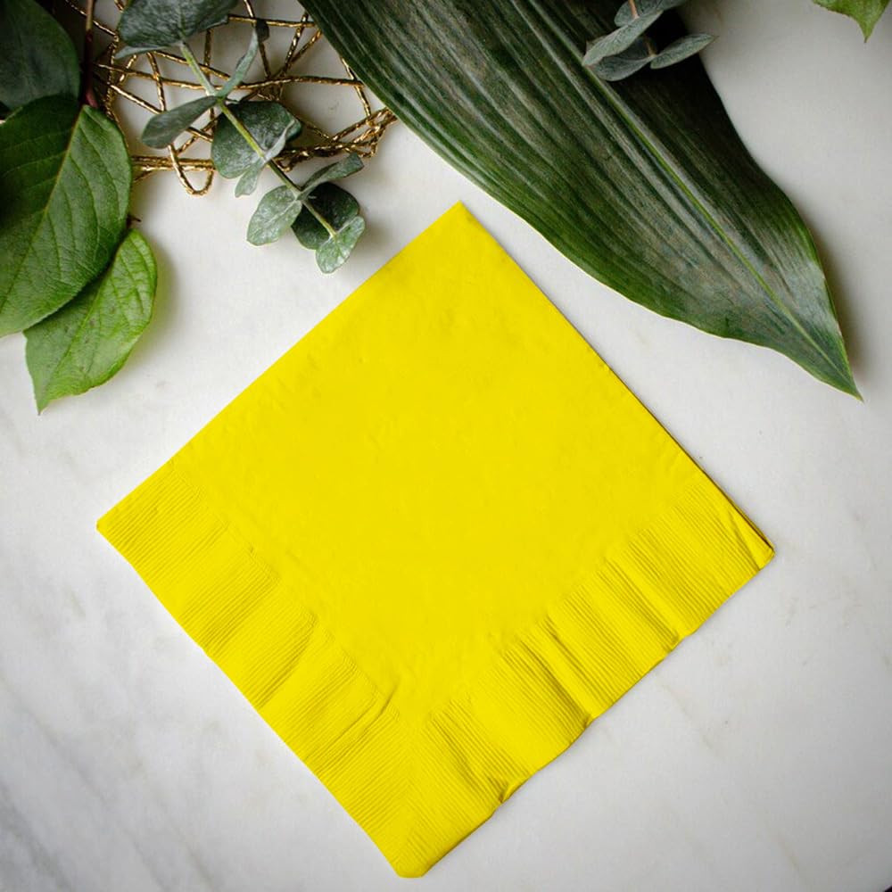 Venuscello 100 Pack Dark Yellow Paper Napkins 2-Ply Disposable Table Napkins - Soft and Strong Paper Serviettes for All Occasions - Everyday Tissues for Cleaning Spills & Wiping Surfaces