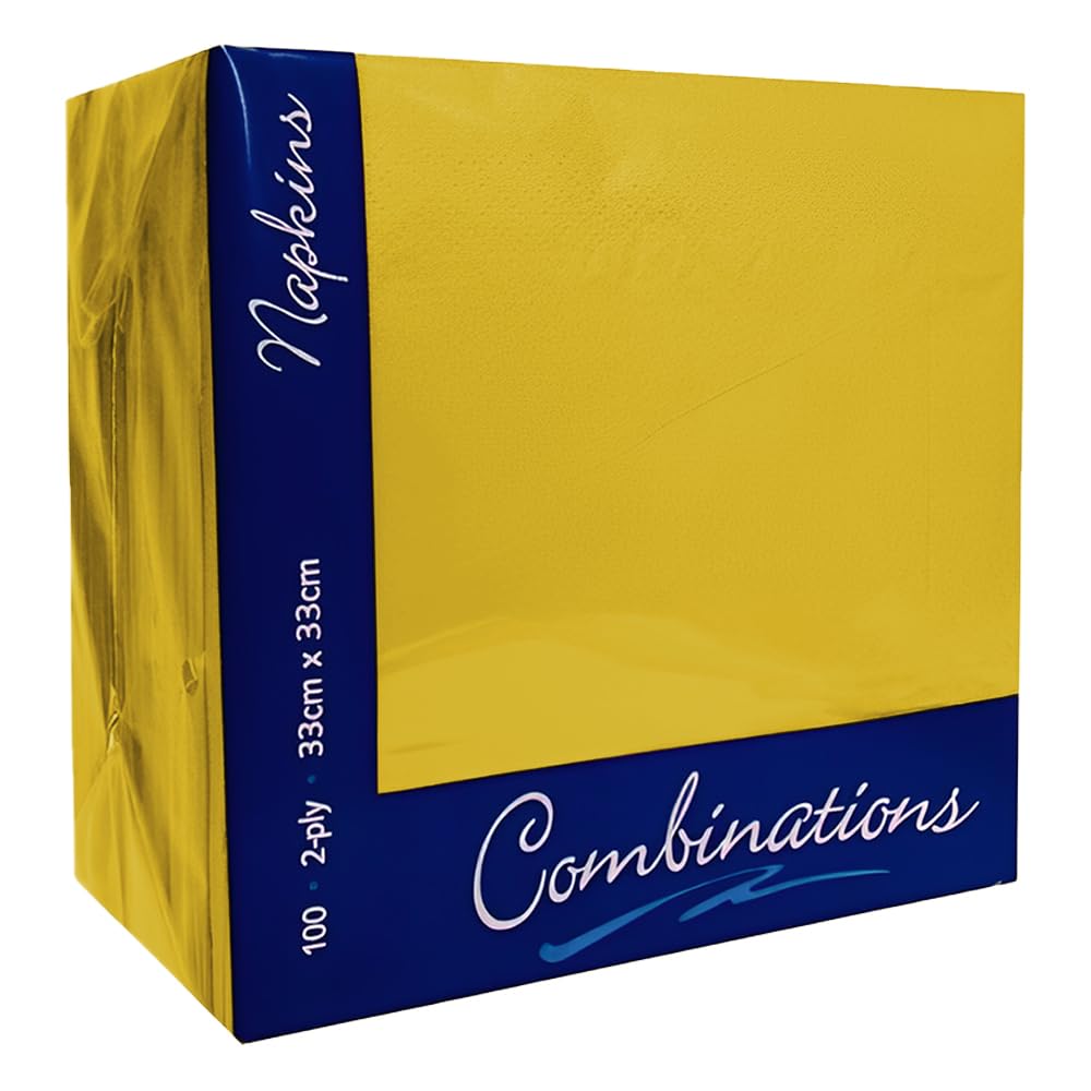 Venuscello 100 Pack Dark Yellow Paper Napkins 2-Ply Disposable Table Napkins - Soft and Strong Paper Serviettes for All Occasions - Everyday Tissues for Cleaning Spills & Wiping Surfaces