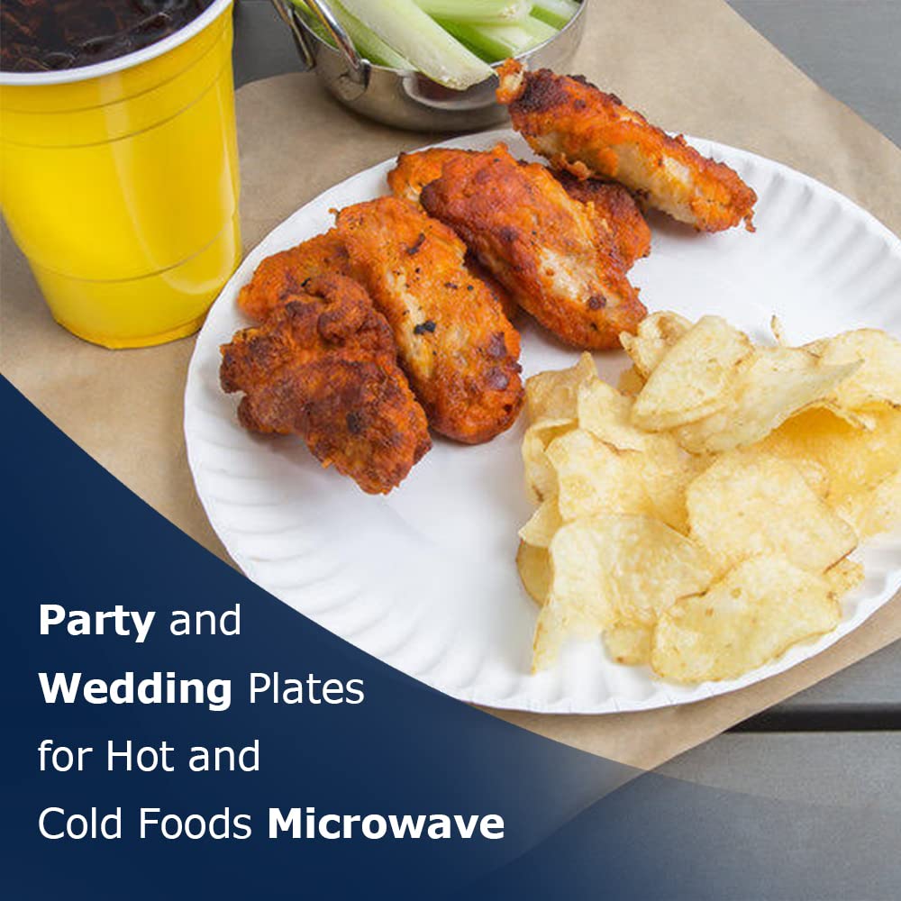 Venuscello® 100 x Paper Plates 15 cm White Disposable Bagasse Dishes for Catering Birthday Party Buffet