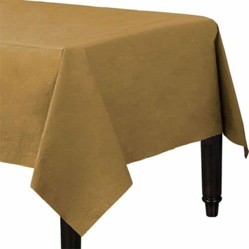 Venuscello® 25 x Gold Paper Table Cloth Square Tabletop Disposable Folded Cover to Protect Table for Birthday Party - 90cm x 90cm
