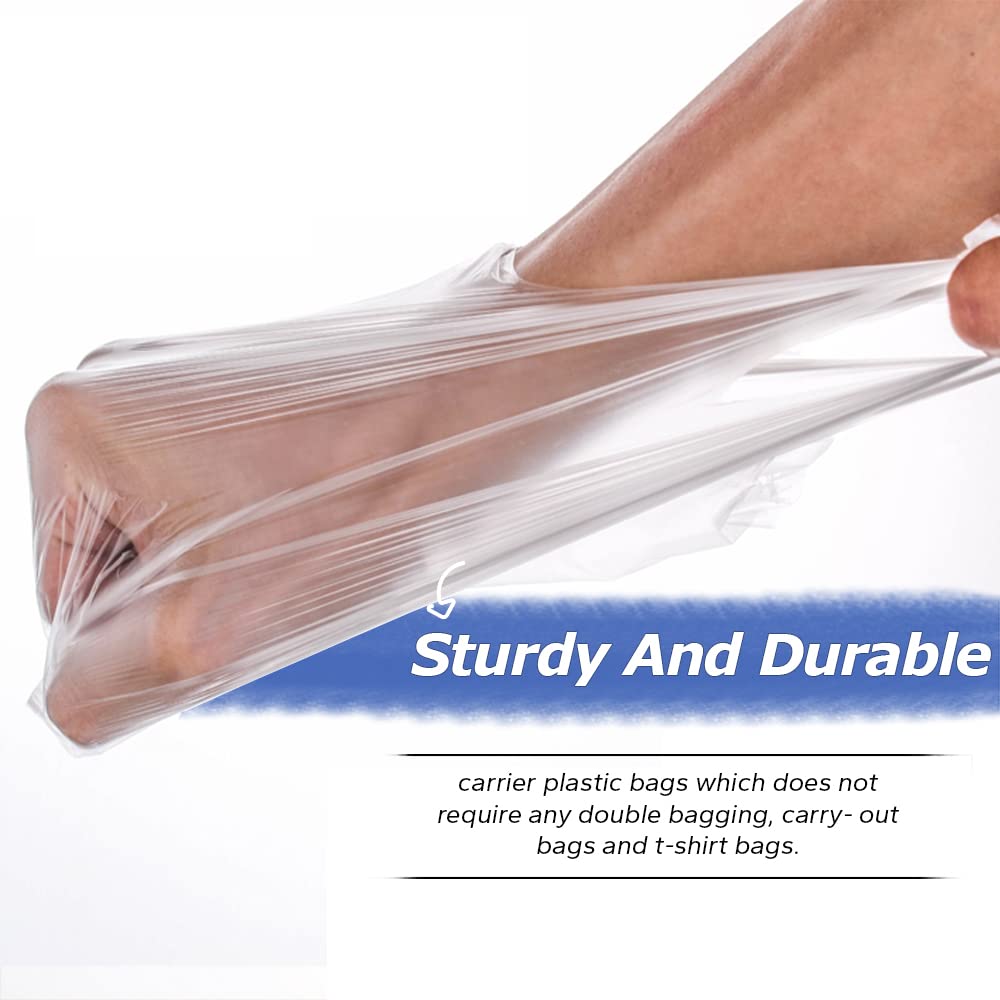 Venuscello® 6000 x Vest Style Carrier Bags White Plastic 10" X 15" X 18" 14mu Heavy Duty Carry Bags for Vegetables Fruits Groceries Shopping