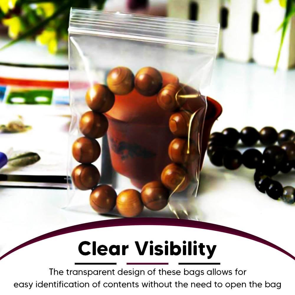 Venuscello® 1000 x Grip Seal Zip Lock Resealable Bags 2.25" x 2.25" Clear Plastic Poly Press Seal Pouches for Storage Clothing Bracelets Lego Jewellery