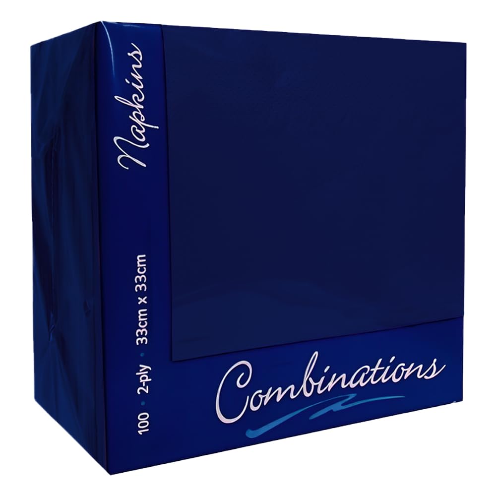 Venuscello® 100 x Navy Blue Tissue Paper Serviettes Dinner Party Napkins 33cm 2- ply Recyclable Ideal for Decoupage Catering Birthday Parties and Wedding