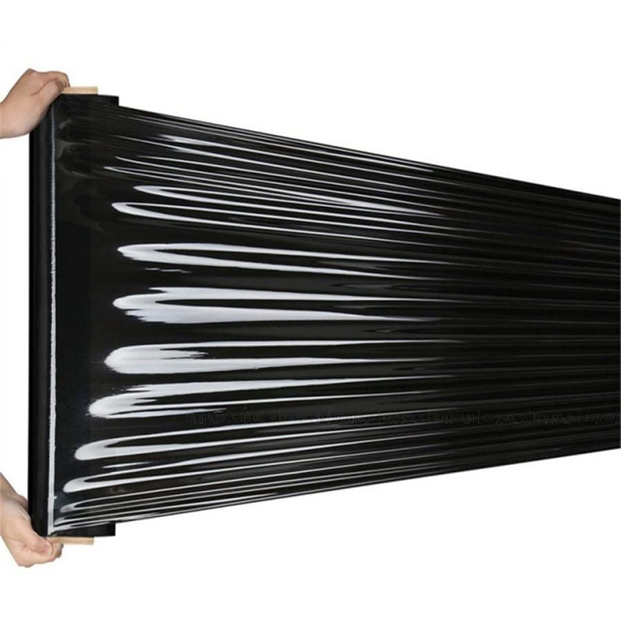 Venuscello® Pallet Stretch Shrink Cling Film 400mm x 300m 20mu Black Extended Core Wrap Rolls for Moving, Secure Packaging, Wrap Parcel for Secure Shipping