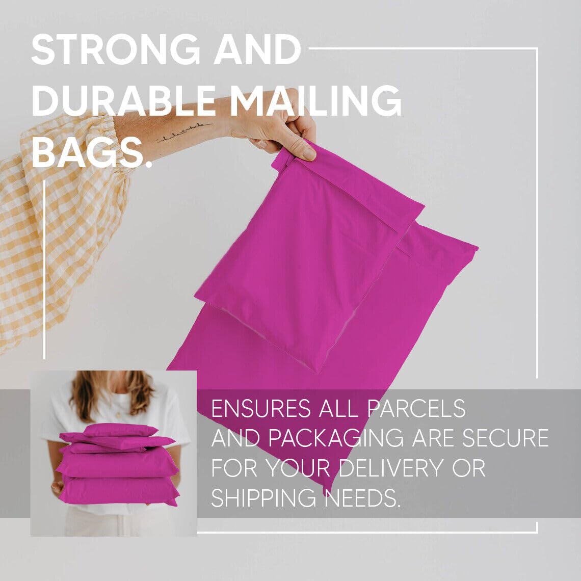 Venuscello® 100 x Pink Mailing Bags 12 x 16 in Poly Mailer Self Sealing Postal Courier Bag Envelopes Polythene Bag for Cloths Stationary and Shipping