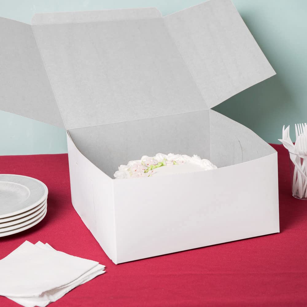 Venuscello® 100 x White Cake Boxes 5" x 5" x 2.5" Fold Flat Square for Birthday Wedding Perfect for Bakers