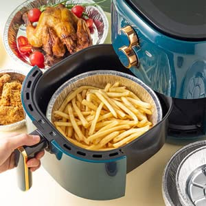 Venuscello® 100 x Aluminum Foil Round Container with Out Lids Trays for Roasting, Broiling, Cooking, Food Storage and Food Takeaway - 7"