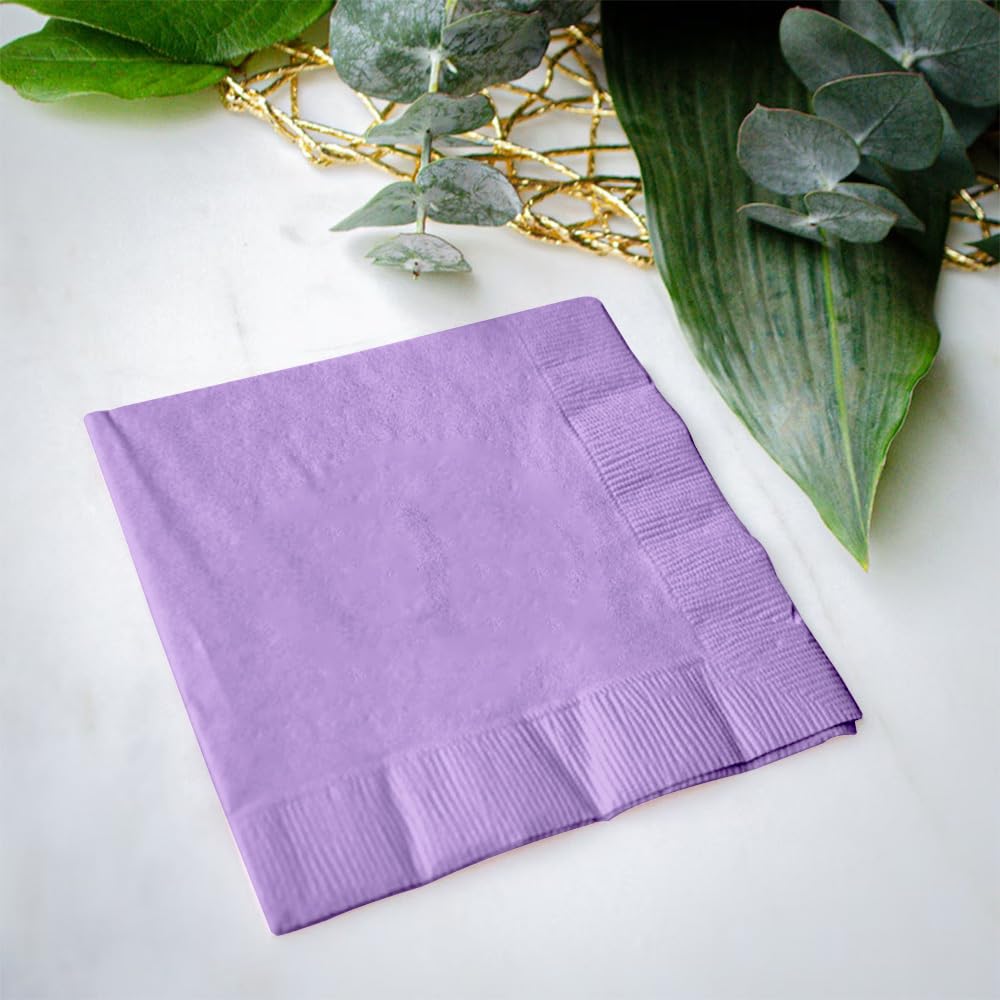 Venuscello® 100 x Serviettes Paper Napkins Lavender Disposable Recyclable Tissue 2-Ply 33cm for Catering Wedding Birthday Parties