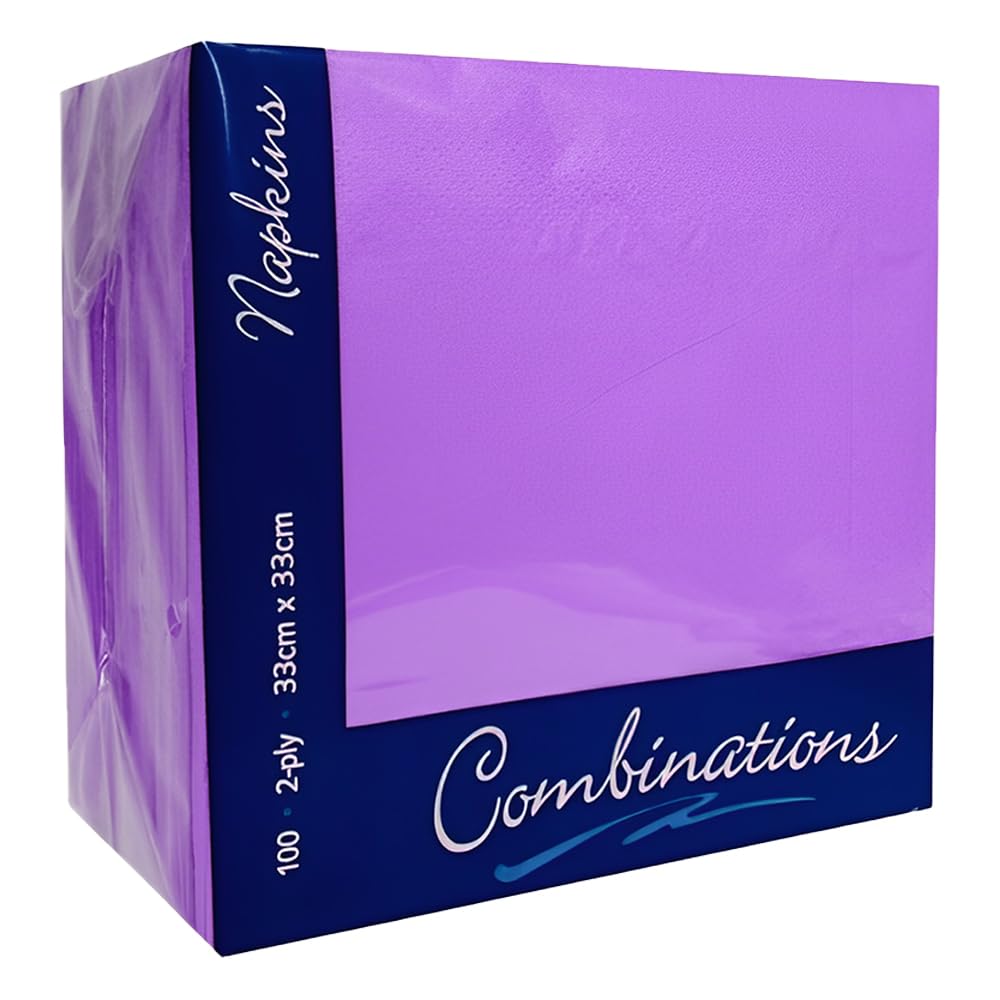 Venuscello® 100 x Serviettes Paper Napkins Lavender Disposable Recyclable Tissue 2-Ply 33cm for Catering Wedding Birthday Parties