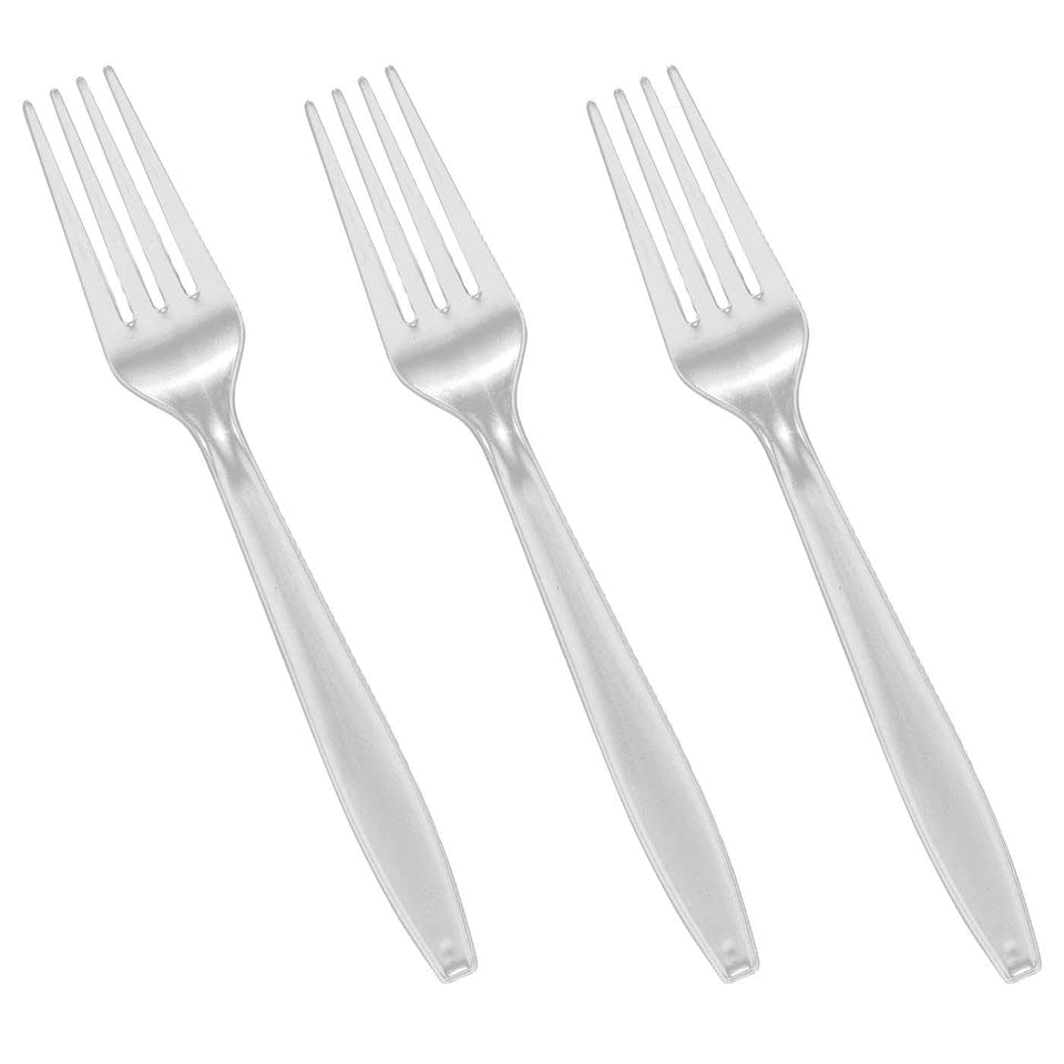 Venuscello® 100 x Plastic Cutlery Set - 100 Spoon, 100 Fork, 100 Knife - Reusable & Washable, Heavy Duty Cutlery, Long Tablespoon - Ideal for Birthday, Parties, Camping & Catering