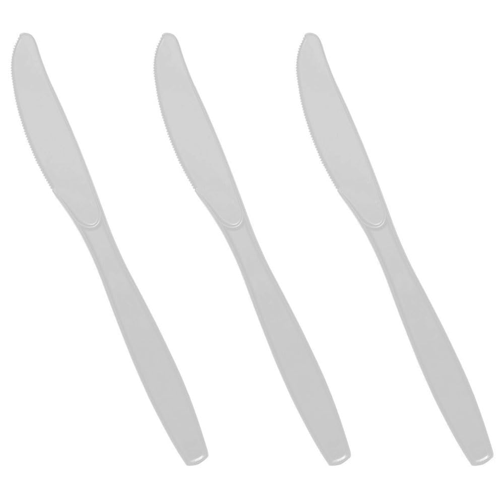 Venuscello® 100 x Plastic Cutlery Set - 100 Spoon, 100 Fork, 100 Knife - Reusable & Washable, Heavy Duty Cutlery, Long Tablespoon - Ideal for Birthday, Parties, Camping & Catering