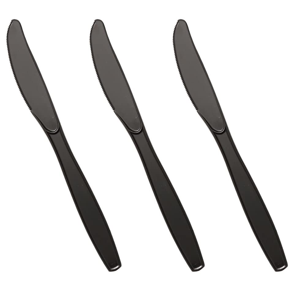 Venuscello® 100 x Plastic Cutlery Set - 100 Spoon, 100 Fork, 100 Knife - Reusable & Washable, Heavy Duty Cutlery, Long Tablespoon - Ideal for Birthday, Parties, Camping & Catering