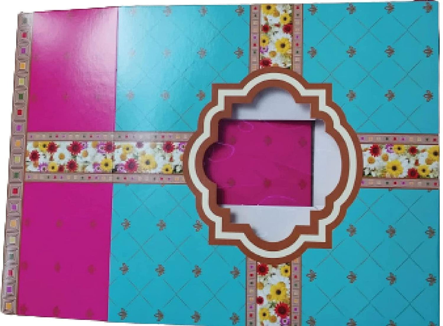 Venuscello® Cake Box Windowed Square Container for Backers to Tiered Cup Cake Pastry Muffins Dessert Cookies Mince Pies & More - Blue & Purple - 8" x 8" x 3" - 100 pc