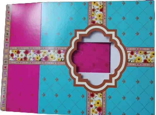 Venuscello® Cake Box Windowed Square Container for Backers to Tiered Cup Cake Pastry Muffins Dessert Cookies Mince Pies & More - Blue & Purple - 8" x 8" x 3" - 100 pc