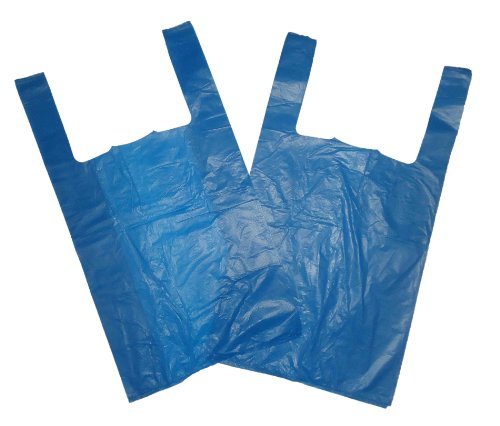 Venuscello® 500 x Vest Style Carrier Bags Blue Plastic 11" x 17" x 21" Heavy Duty Carry Bags for Vegetables Fruits Groceries Shopping