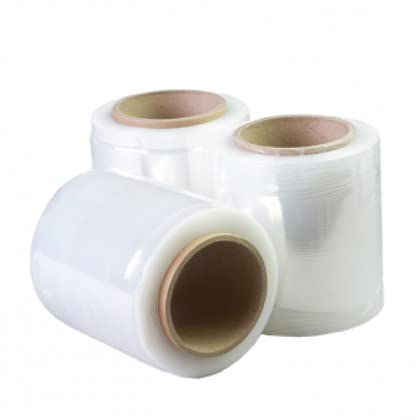 Venuscello® 6 x Pallet Stretch Shrink Cling Wrap Clear Mini Handy Rolls, Water Proof & Tear Resistant for Secure Packaging, House Moving - 100mm x 150m 17 mu - 6 PC