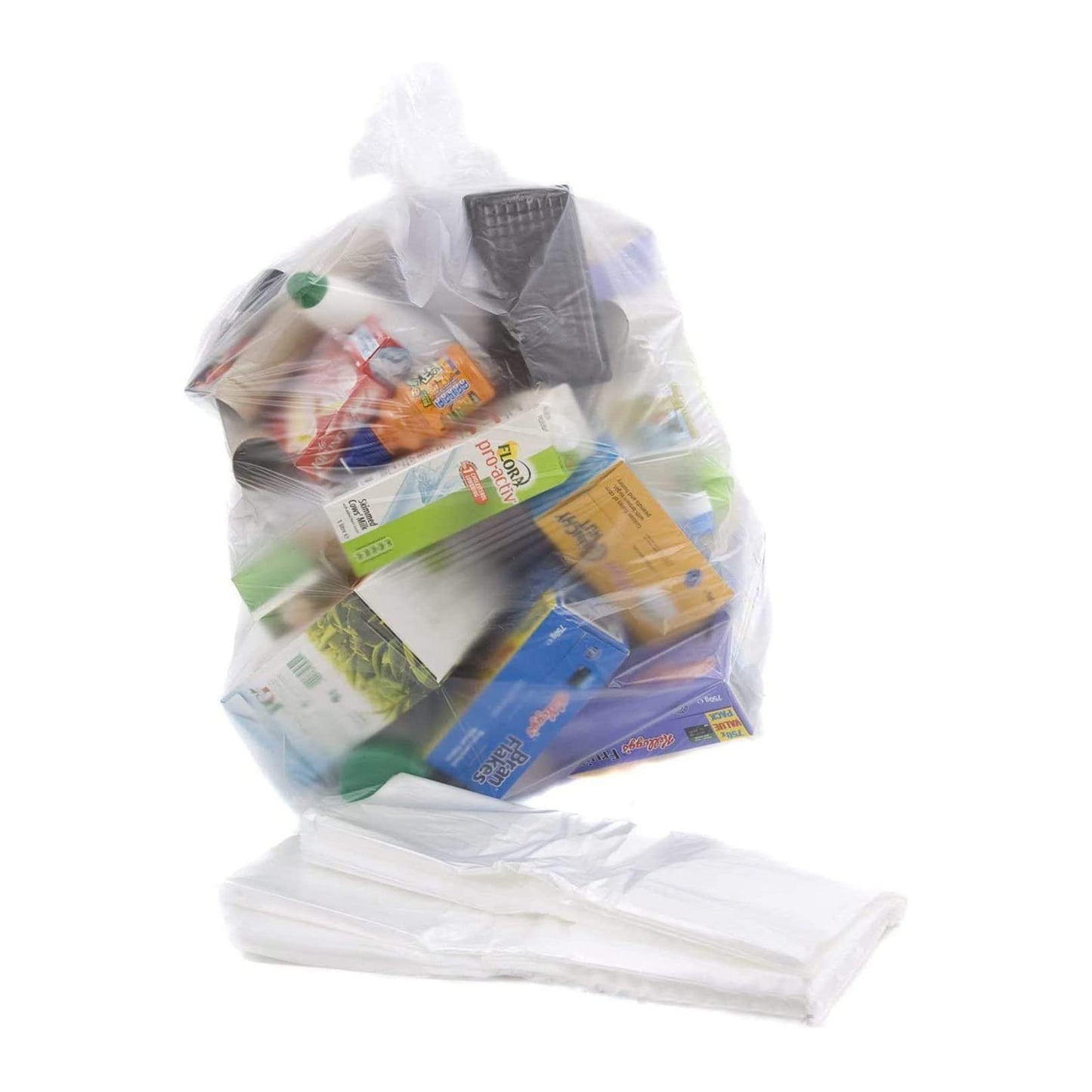 Venuscello® 10 x Strong Clear Refuse Sacks - Bin Liners Bags Rubbish Bags Scrap Waste Large 18 x 29 x 39 in 200 Gauge