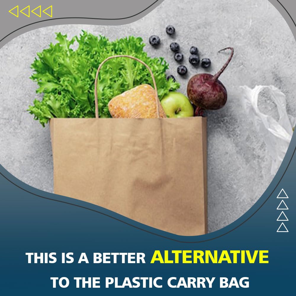 Venuscello® 5 x Twisted Handle Paper Bags 20.32cm x 10.16cm x 30.48cm Brown Kraft Carrier Party Bag for Shopping Cloths & Jewellery - 8.8 x 12 + 4 in