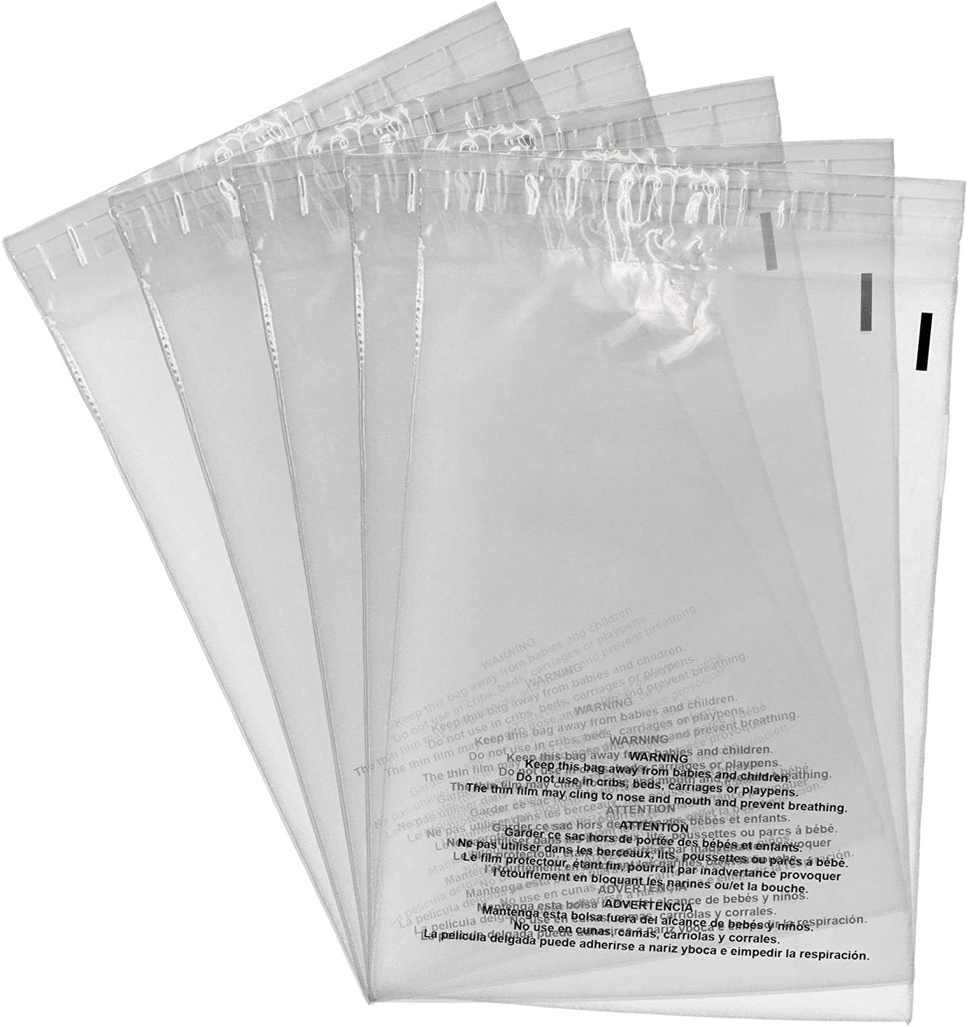 Venuscello® 500 x Resealable Garment Polypropylene Self Seal Bags White for Storage Dresses, Laundry Cloths, Shirt, T-shirt, Suit - 18" x 24"