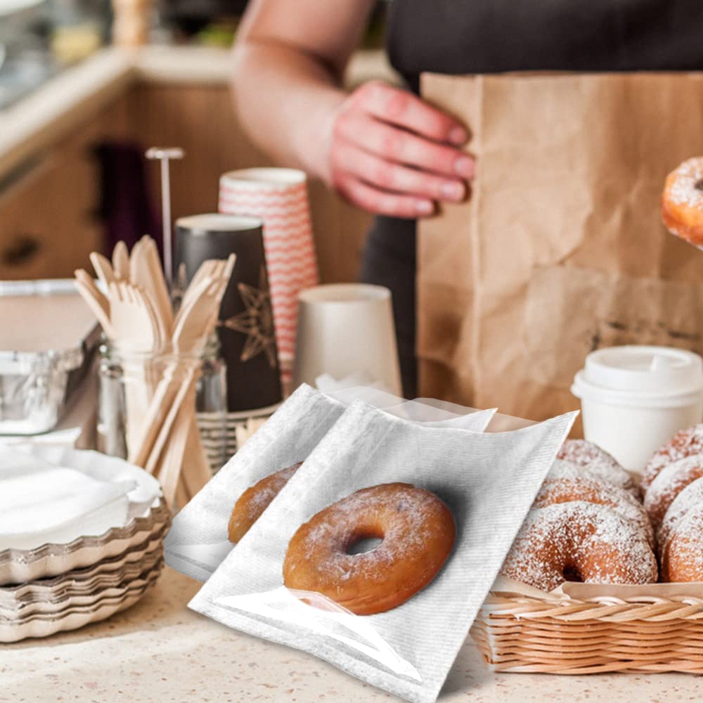 Venuscello® 1000 x Cellophane Film Front Paper Clear Window Bag for Sandwich, Cake, Chocolate, Dessert, Cookies, Sweets & Other Foods - White - 7" x 7"