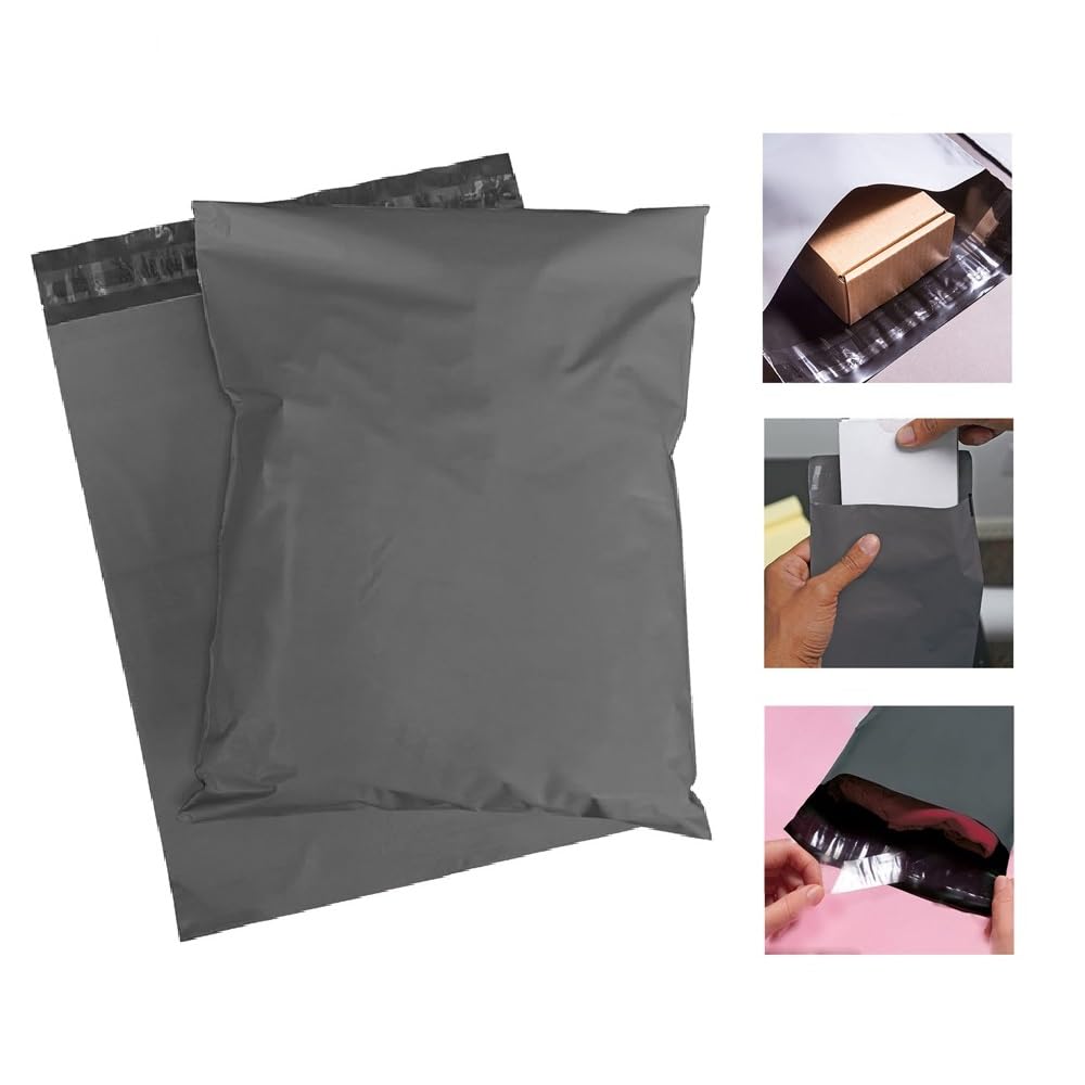 Venuscello® 100 x Grey Mailing Bags Poly Postal Postage Self Sealing Polythene Envelopes for Cloths Packing Shipping & Posting - 9 x 12 in