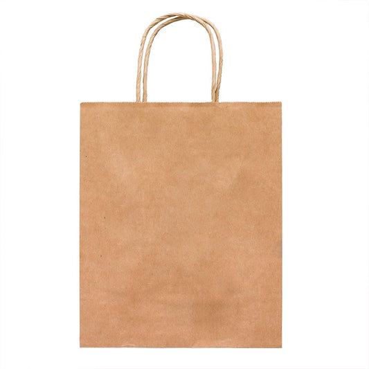Venuscello® 100 x Twisted Handle Paper Bags 25.4cm x 31.49cm x 12.19cm Brown Kraft Carrier Party Bag for Shopping Cloths & Jewellery - 10 x 12.4 + 4.8 in