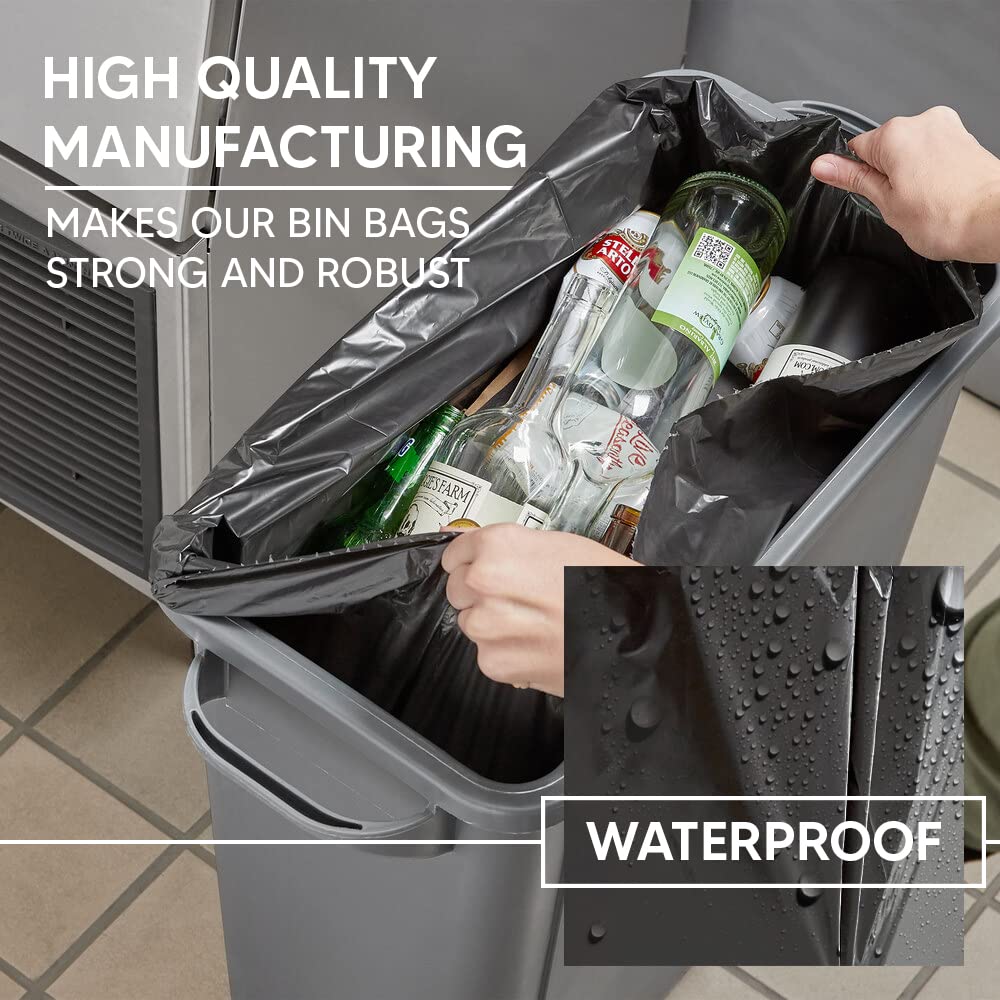 Venuscello® Heavy Duty Refuse Sacks | 20 Plastic Black Rolls Rubbish Bags for Gardening Construction Garbage Waste