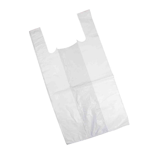 Venuscello® 2000 x Vest Style Carrier Bags White Plastic 13" x 19" x 23" Heavy Duty Carry Bags for Vegetables Fruits Groceries Shopping