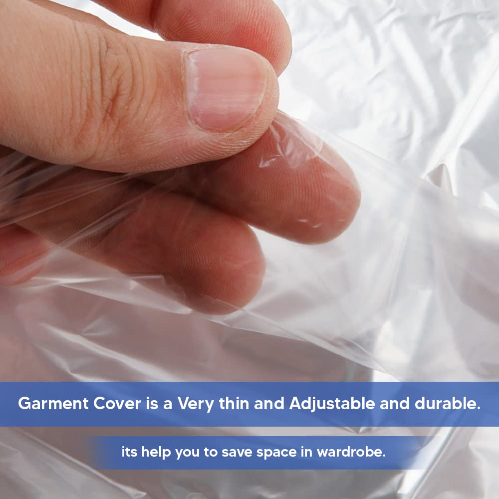 Venuscello® Garment Cloths Cover Bags on Roll 48" Clear Polythene for Carrying pressed Shirt, blazers, suits and dresses -100 Gauge