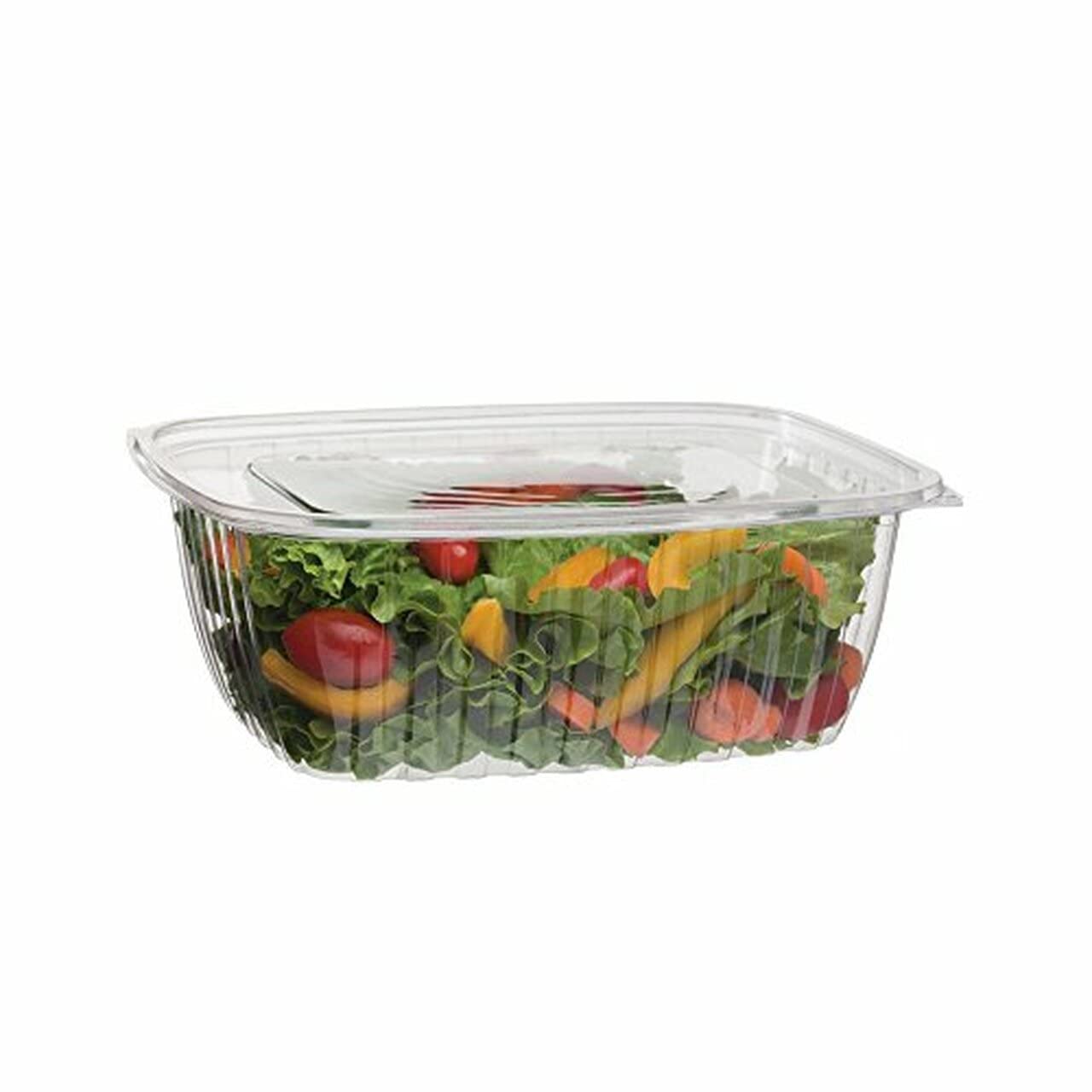 Venuscello® 500 x Clear Plastic Salad Containers Hinged Lid 750cc Food Takeaway Storage Container Reusable Washable Stackable Leakproof Lid for Freezing Food Long Term