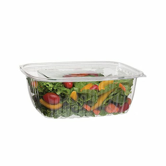 Venuscello® 500 x Clear Plastic Salad Containers Hinged Lid 750cc Food Takeaway Storage Container Reusable Washable Stackable Leakproof Lid for Freezing Food Long Term