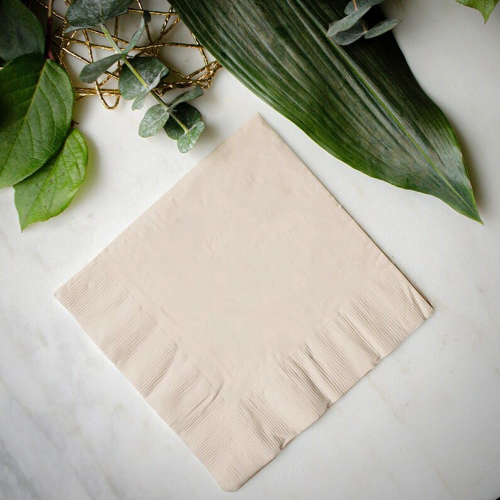 Venuscello 100 Pack Cream Paper Napkins 2-Ply 33cm Disposable Table Napkins - Soft and Strong Paper Serviettes for All Occasions - Everyday Tissues for Cleaning Spills & Wiping Surfaces