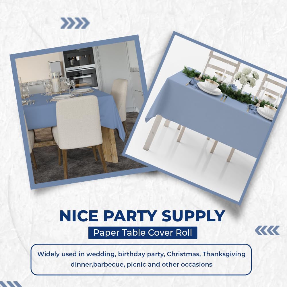 Venuscello® 25M Blue Banqueting Roll, Tablecloth, Paper Table Cover Roll for Wedding Party at Home, Buffet Dinner and Ideal Solution to Protect Dining Table