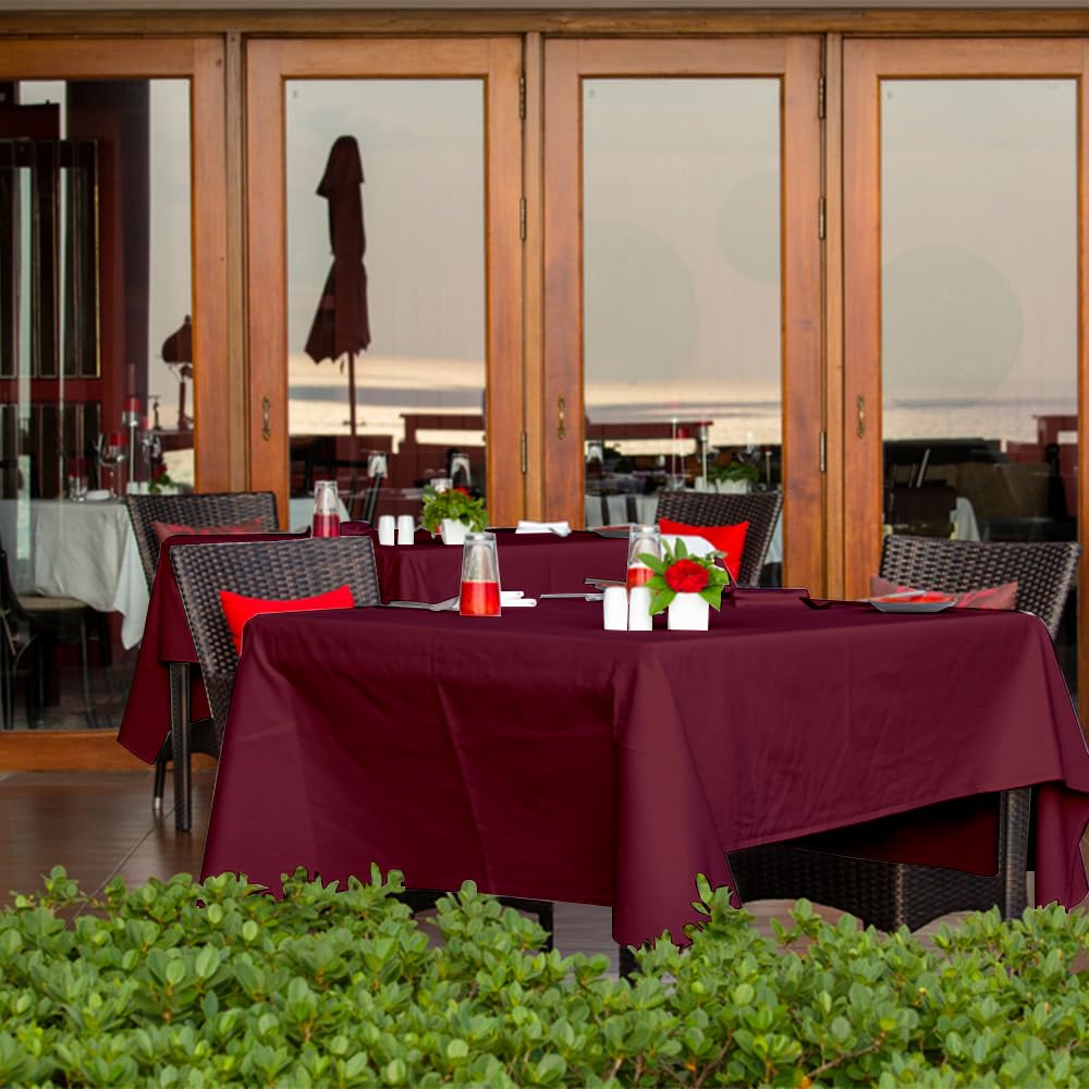 Venuscello® 8M Burgundy Banqueting Roll Tablecloth Paper Table Cover Roll for Wedding Party at Home Buffet Dinner and Ideal Solution to Protect Dining Table