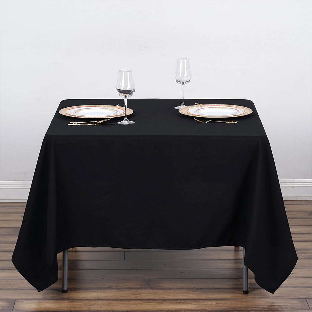 Venuscello® 25 x Black Paper Table Cloth Square Tabletop Disposable Folded Cover to Protect Table for Birthday Party - 90cm x 90cm