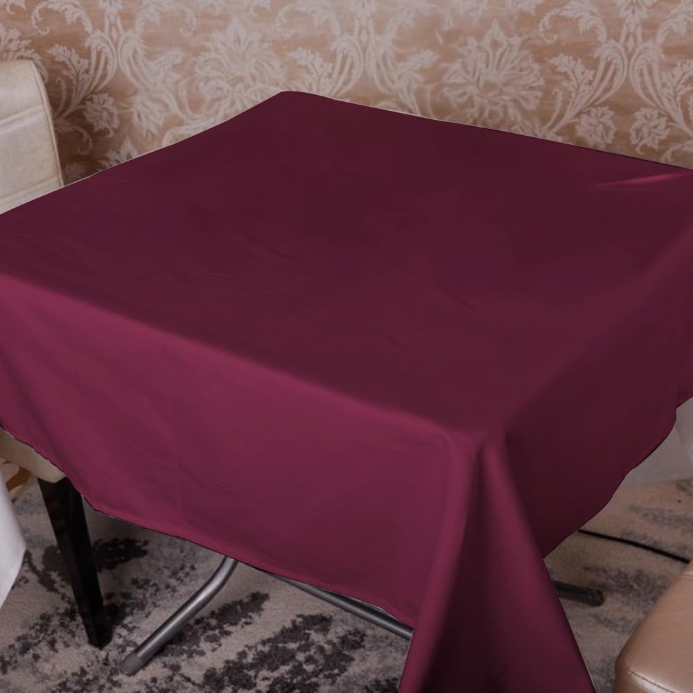 Venuscello® 25 x Burgundy Paper Table Cloth Square Tabletop Disposable Folded Cover to Protect Table for Birthday Party - 90cm x 90cm
