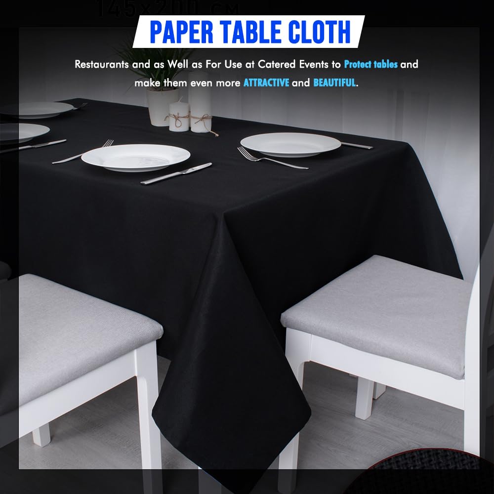 Venuscello® 25 x Black Paper Table Cloth Square Tabletop Disposable Folded Cover to Protect Table for Birthday Party - 90cm x 90cm