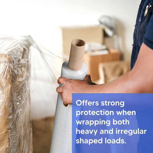 Venuscello® Pallet Stretch Shrink Cling Film 400mm x 250m 30mu, 1.2 Kg Clear Extended Core Wrap Rolls for Moving, Secure Packaging, Wrap Parcel for Secure Shipping