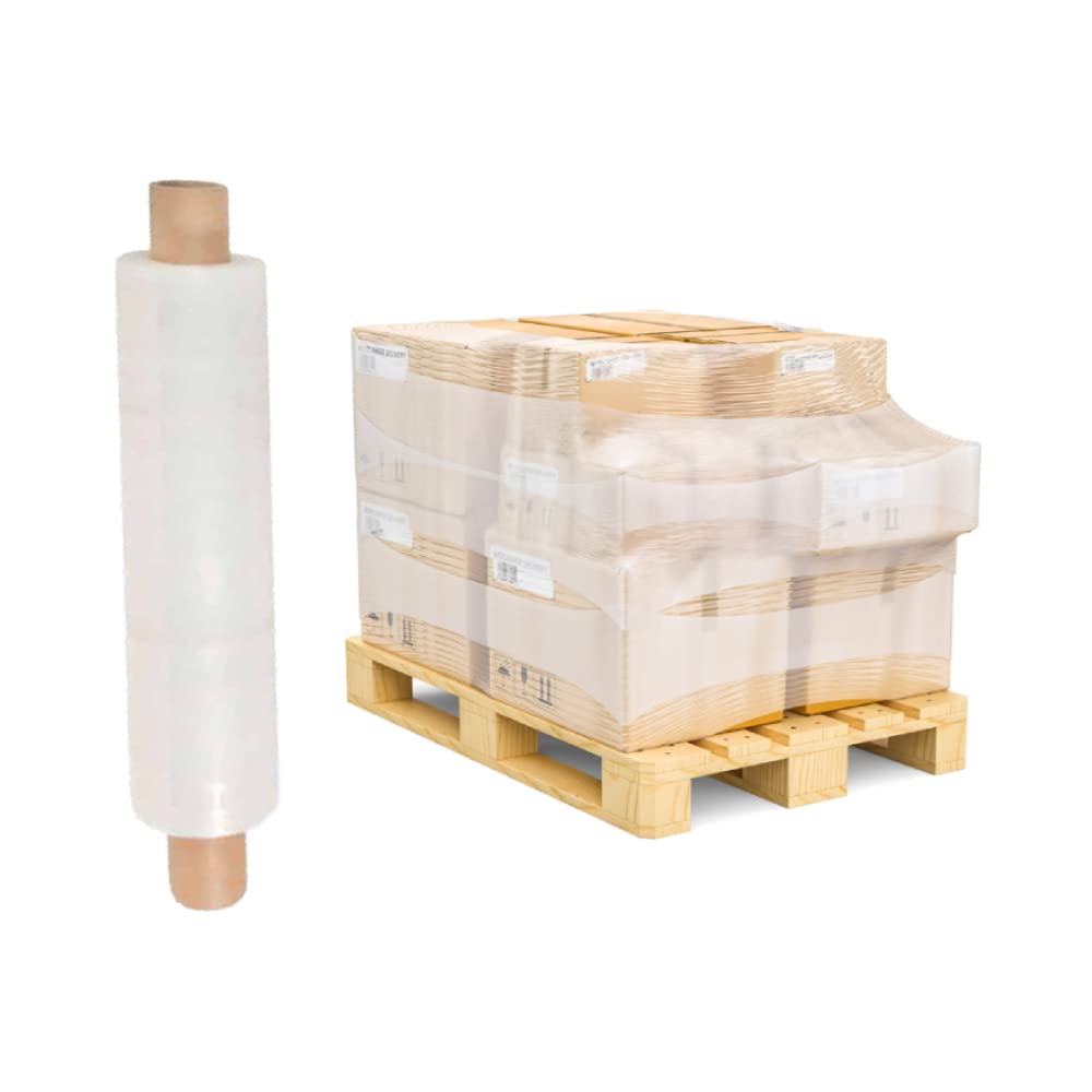 Venuscello® Pallet Stretch Shrink Cling Film 400mm x 250m 30mu, 1.2 Kg Clear Extended Core Wrap Rolls for Moving, Secure Packaging, Wrap Parcel for Secure Shipping